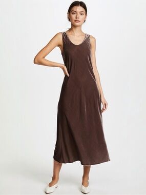 VINCE • Velvet Tank Dress in Cocoa Bean